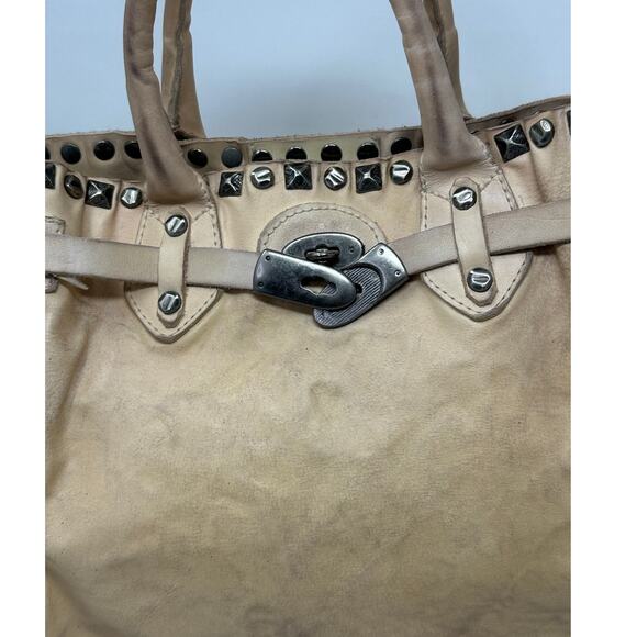 GIORGIO BRATO Beige Leather Studded Tote Bag - Picture 9 of 16
